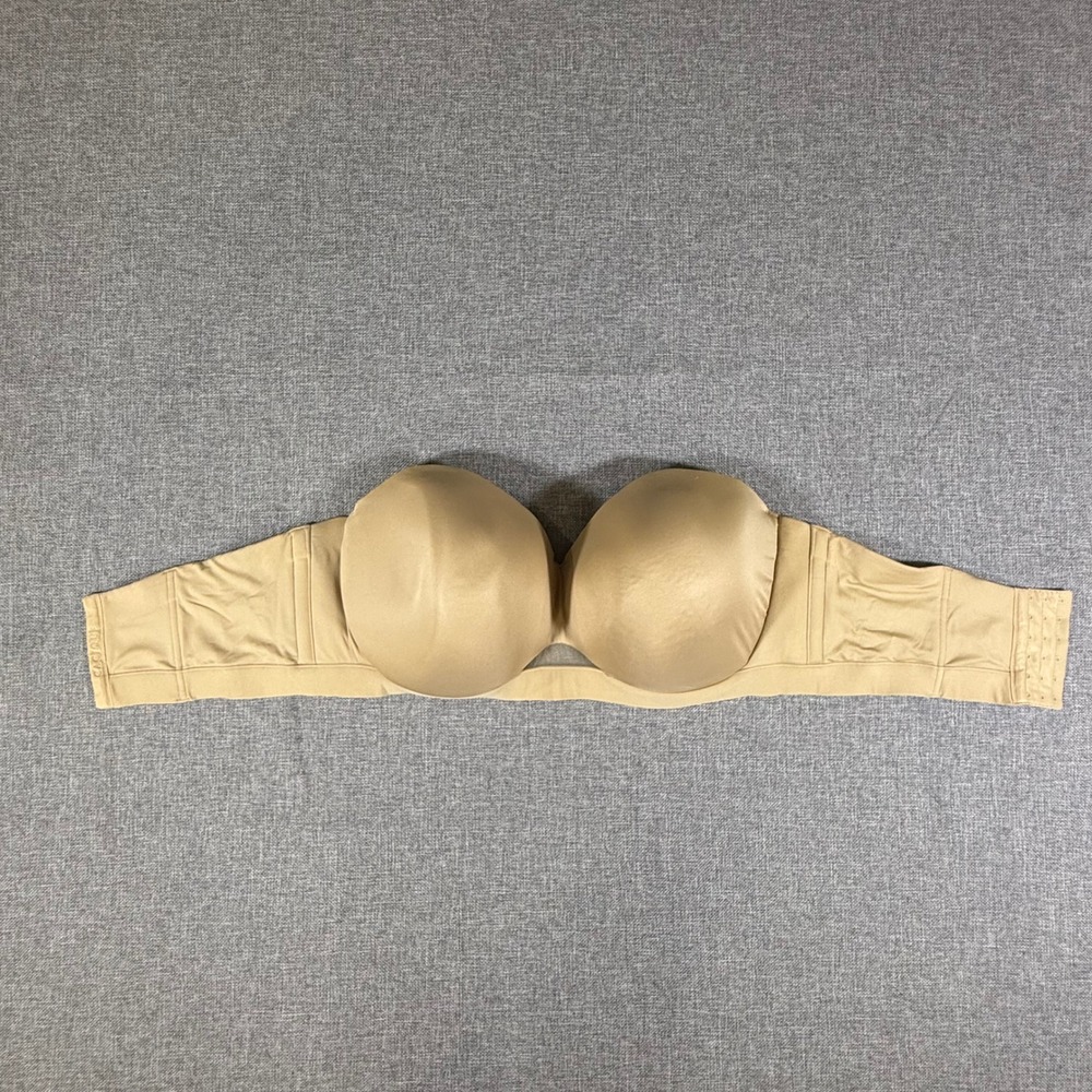 Cacique Strapless Bra Womens 40D Tan Beige Nude Underwire Molded Cup Plus Size